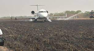 BREAKING: Private Jet With VIPs Onboard Overshoots Runway In Ibadan