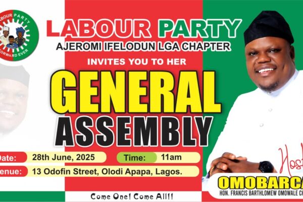 Labour Party to Hold General Assembly in Ajeromi Ifelodun June 28